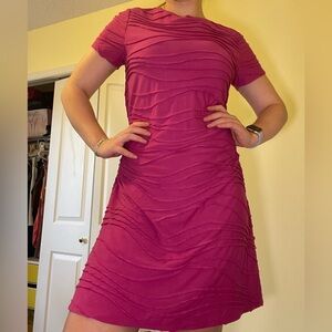 NWT Joe Fresh Fuchsia Textured Wave Dress Short Sleeve
